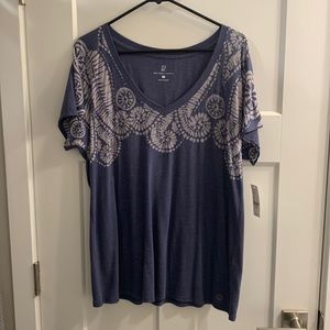 NY & Company XL short sleeve tee; blue-gray with light gray details. NWT